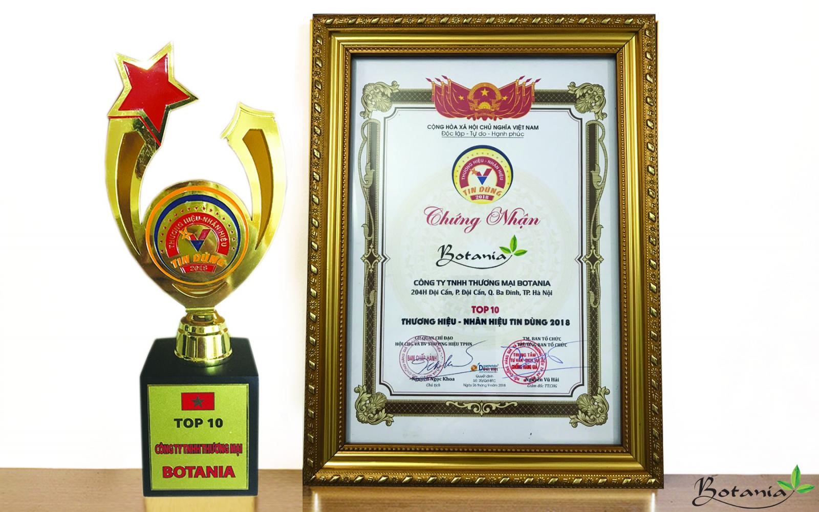 giải thưởng top 10 thương hiệu tin dùng năm 2018