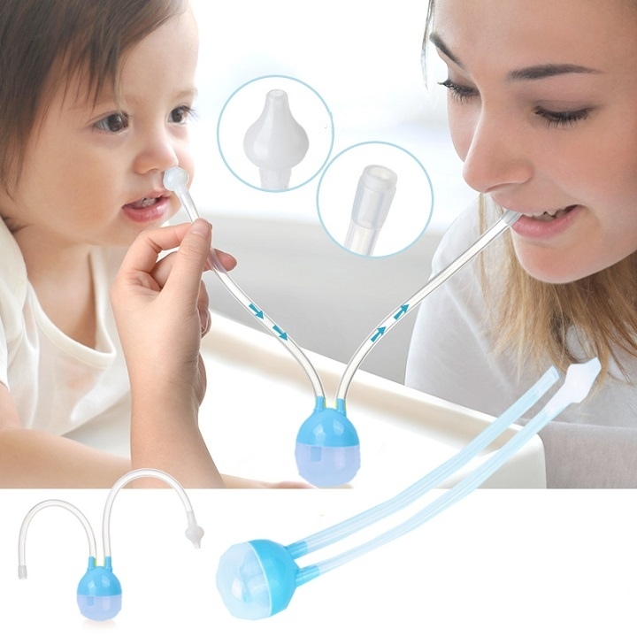 Minh họa cách hút mũi bằng dụng cụ chữ U